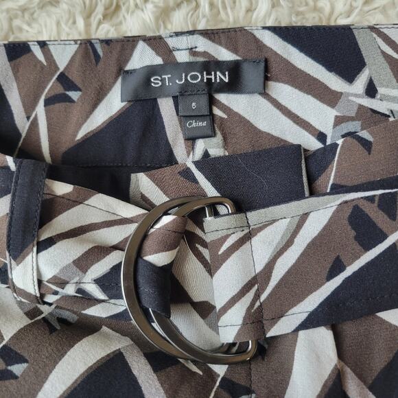 St. John Silk Wide Leg Pants Belted Size 6 - Picture 8 of 8